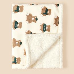 Winter Fleece Warm Quilt for born Bedding Baby Swaddle Wrap Flannel Lamb Soft Stroller Cover Blanket Manta Bebe 240322