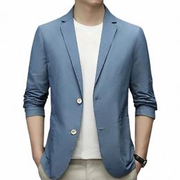 formal Summer Suit Coat Busin Coat Lapel Lg Sleeves Double Butts Straight Pockets Cardigan Loose Men thin Work Jacket G6gv#