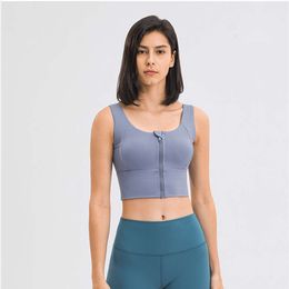 Lu Align Coverage Tanks Full FRONT ZIPPER Running Workout Gym Bras Women Naked Feel Fitness Training Sports Bra Crop Top Lemon Sports 2024