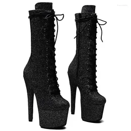 Dance Shoes LAIJIANJINXIA 17CM/7inches Glitter Upper Pole High Heel Platform Sexy Nightclub Women's Modern Boots 202