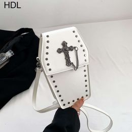 Trendy Womens Bag New Gothic Coffin Bag Fashionable Willow Nail Decoration Personalized Mobile Phone Crossbody Bag