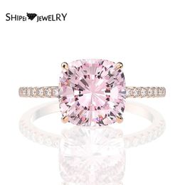 Shipei 925 Sterling Silver Radiant Pink Greated Moissanite Diamonds Gemstone Wedding Fine Jewellery Engagement Rose Gold Rings J0112294j