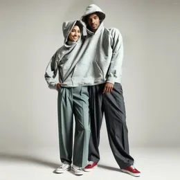 Women's Hoodies Couple Funny Hooded Sweatshirt Two People Wearing Grey Hoodie Unisex Oversized Casual Long Sleeve Pullover Loose Fit