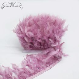 Accessories Wholesale 510meters Leather Pink Turkey Feather Trim Fringe Marabou Feather Ribbon for Wedding Dress/skirt/diy Craft Decoration