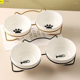 Cat Carriers Poursweet Pet Ceramic 500ML Water Feeder Food Feeding Dish Dispenser With Raised Stand Kitten Puppy Metal Elevated Bowl