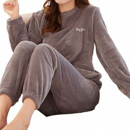 itoolin Women Veet Pyjama Set Loose Top And Warm Pants Home Casual Warm Woollen Suit Women Fleece Sets Winter Tracksuits 78ws#