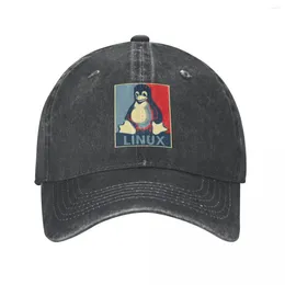 Ball Caps Linux Tux Penguin Obama Baseball Cap Vintage Distressed Washed Geek Computer Sun Men Women Outdoor Activities Hats
