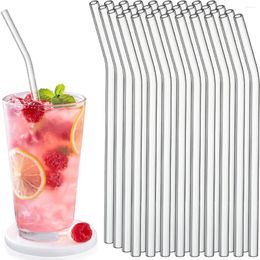 Drinking Straws 50 Pcs Glass Straw With Cleaner Brush Colourful Reusable For Smoothie Cocktail Milkshakes Juice Tea Bar