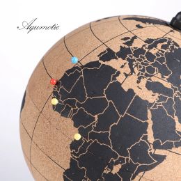 Sculptures Aqumotic Cork Map Globe Bark Message Board Cork 3d Travel Ball Wine Coole Good Earth with Graphic Needle Bulletin Board