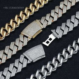 Rose Gold 24Mm 5 Rows Vvs Diamonds Pass Tester Sterling Sier Miami Cuban Chain Moissanite Necklace