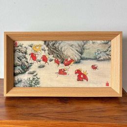 Chinese wind elf a family of landscape painting tabletop table solid wood photo frame creative peripheral animation 2024 new model 24032814