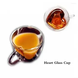 Wine Glasses Heart-Shaped Transparent Glass Cup Milk Creative Fashion