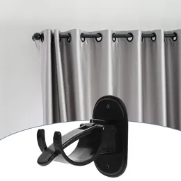 Curtain 2 Pcs Rod Holders No Drilling Towel Hook Hooks For Wall Bedroom Black Brackets Japanese-style