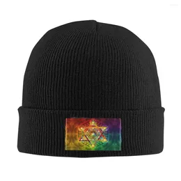 Berets Metatron's Cube With Merkabah And Flower Of Life Skullies Beanies Caps Winter Warm Knit Hat Adult Sacred Geometry Bonnet Hats