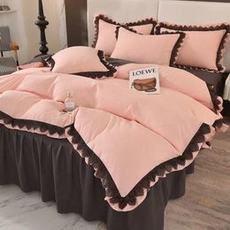 Bedding Sets Deluxe Solid Colour Set French Lace Bedspread Skirt Girl Four-Piece Home Textiles