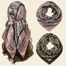 Scarves 90 90cm Silk Scarf Square Women Shawls And Wraps Summer Fashion Office Small Hair Neck Hijabs Foulard 2024