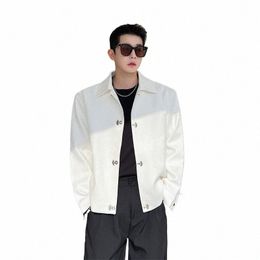 noymei Turn-down Collar Solid Colour Short Coat Fi Chinese Style 2024 Spring New Loose Texture Men's Jacket Trendy WA3642 265s#