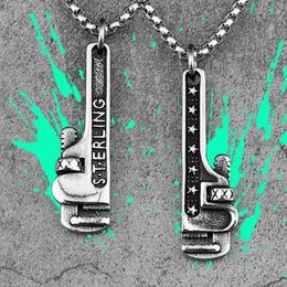 Chains Pipe Wrench Tools Stainless Steel Men Necklaces Pendants Chain Trendy Punk For Boyfriend Male Jewelry Creativity Gift Whole304d