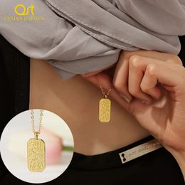 Qitian Ayatul Kursi Tag | Women Necklace Stainless Steel Pendent Gold Chain Ramadan Muslim Gift For Jewelry 240328