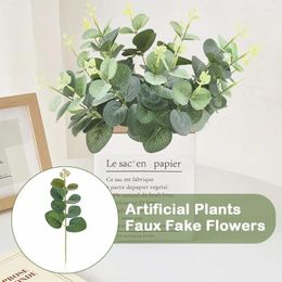 Decorative Flowers Eucalyptus Leaves Bunch Branch Artificial Plastic Plants Wedding Faux Green Stems Home DIY Decor Plant Fl W6S7