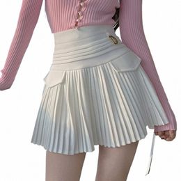 elegant Lady Pleated Skirt 2022 Korean Fi Summer Women High Waist Mini Skirt Black White Clothes Y2K Club Dating Streetwear 50YZ#