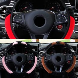 Upgrade Steering Wheel Covers Plush Car Steering Wheel Cover Little Monster 38Cm Elastic Warm Anti-Slip Wheel Cover Car Styling Car Accessories For Women
