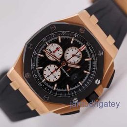 Exclusive AP Wristwatch Royal Oak Offshore 26401RO Men's Rose Gold Sports Black Ceramic Chronograph Automatic Machinery Swiss White Eye Diameter 41mm