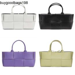 Bottegvenetass Arco Tote Bags Bodega Home Black and White Purple Yellow Contrast Small Woven Handheld Shoulder Bag rj