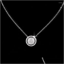 Pendant Necklaces Caoshi Gracef Round Shape Necklace Lady Engagement Jewelry With Dazzling Crystal Elegant Accessories For Drop Delive Otlnd