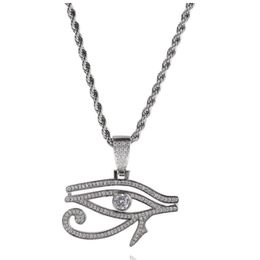 Hip Hop Necklaces AAA CZ Stone Paved Bling Iced Out Eye of Horus Pendants Necklaces for Men Rapper Jewelry269f