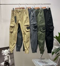 Brand Designers Pants Stones Metal Nylon Pocket Embroidered Badge Casual Trousers Thin Reflective Island Pants Size 28-38 stones pants