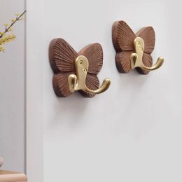 Rails Black Walnut Pure Copper Butterfly Hook MultiPurpose Hang On The Wall Holder Clothes Key Coat Home Door Decorative Storage Rack