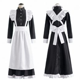 classic Black White Maid British Style Pearl Thread Lg Coffee Shop Maid Dr Home Holiday COSPLAY Men's Women's Clothes l1WY#