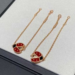 Designer's latest brand Van Ladybug Premium Feel Thickened 18K Plated Bracelet Female In Small Design Simple and Exquisite Agate Shell