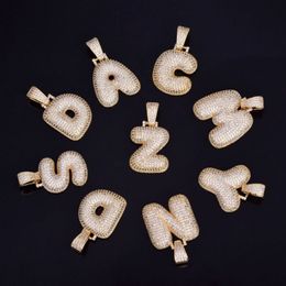 A-Z Custom Name Bubble Letters Necklaces & Pendant Bling Cubic Zircon Hip Hop Jewelry 2 Colors with Cuban chain s267M