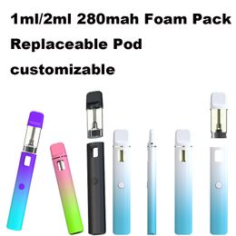 1ml 2ml Replaceable Pod disposable rechargeable 280mah type c charger empty device pods unique design custom colors logo