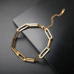 Link Chain ZMFashion Paperclip Cuban Bracelet For Women Men Stainless Steel Rectangle Link Bracelets Anklet Jewellery Whole Gif2558