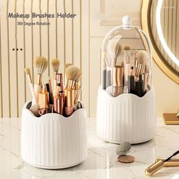 Storage Boxes 360° Rotating Cosmetics Brush Holder Eyebrow Pencil Organiser With Lid For Vanity Waterproof Makeup Lipstick Box