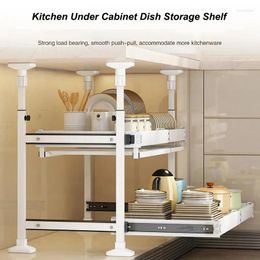 Kitchen Storage Under Cabinet Dish Rack Multifunctional Recessed Spice Bottle Pot & Bowl Organiser Layered Push Pull Draw