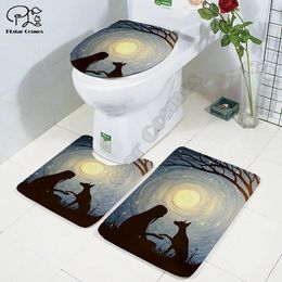 Toilet Seat Covers Funny Pug Dog Animal 3D Printed Bathroom Pedestal Rug Lid Cover Bath Mat Set Drop