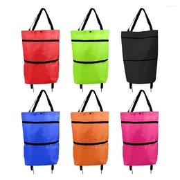 Shopping Bags Trolley Bag With Wheel Reusable Grocery Oxford Easy Installation Folding Waterproof High-Capacity For Camping Trip