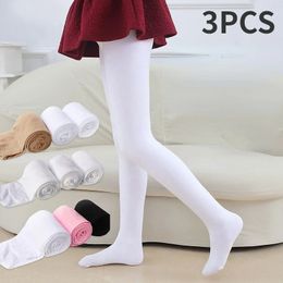 3 PCS Summer Spring Candy Color Kids Pantyhose Ballet Dance Tights for Girls Stocking Children Velvet Solid White 240322