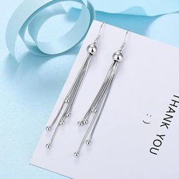 Dangle Earrings Korean Fashion Silver Plated Charms Tassel Bead For Women Luxury Party Wedding Streetwear Jewellery Holiday Gifts