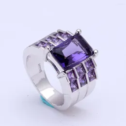 With Side Stones Seanlov Silver Colour Engagement Rings For Women Vintage Purple Red Cz Promise Jewellery Wedding Gifts Luxury