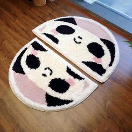 Carpets Boho Bathroom Rugs Non Slip Door Floor Mat Half Round Flower Cartoon Panda Pattern Thick Bath For Kitchen Bedroom