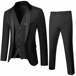 men Wedding Suit Prom Dr Jacket+Pants+Vest Men Suit Set Slim Fit Tuxedo Male Blazer Customised British Style Groom Clothing R4lj#