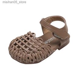 Sandals 2022 Summer Baby Shoes Childrens Latan Knitted Sandals Baby Shoes Family Footwear Childrens Girls Sandals Q240328