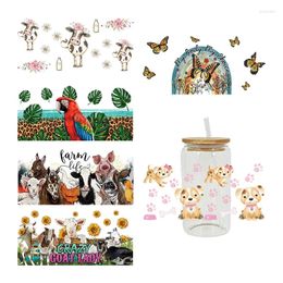 Window Stickers 3D UV DTF Transfers 16oz Cup Wraps Animal Printed For DIY Glass Ceramic Metal Leather Etc. D3940