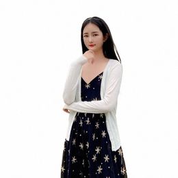 cropped Tricot Summer Cardigan Women Black Lg Sleeve Top Crochet Sweater V-neck Knitted Ladies Sweaters Blouses Outerwear Tops C4u4#