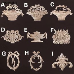 Sculptures Direct selling wood corner flower carving wood carving decals home furniture carving decorative decals wooden window decoration